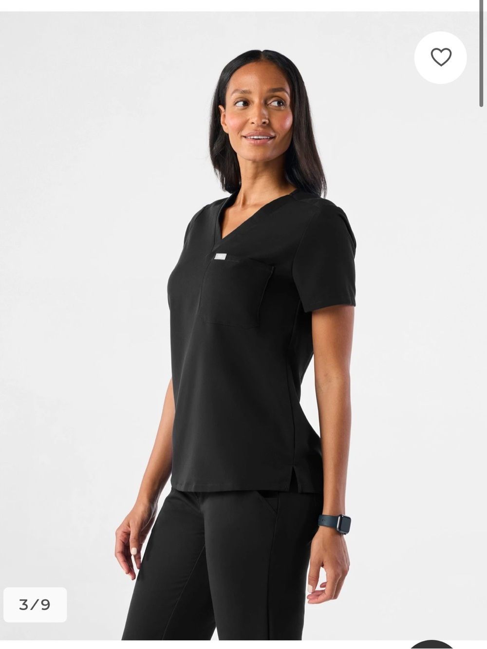 FIGS Black Short-Sleeve V-Neck Scrub FULL SET